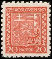 (1929-003) Марка Чехословакия "Герб (Красная)"    Государственный герб (Стандартный выпуск) II Θ