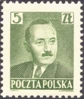 (1950-004) Марка Польша "Б. Берут (Темно-зеленая)"   Президент Б. Берут (1892-1956) (Стандартный вып
