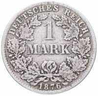 1876H Монета Германия (Империя) 1876 год 1 марка  Серебро Ag 900  VF
