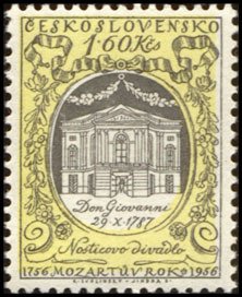 (1956-026) Марка Чехословакия &quot;Театр, Прага&quot;    Музыкальный фестиваль 'Пражская весна 1956'. День ро