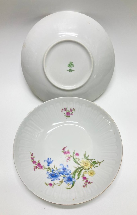 Тарелки суповые, Мейсенский букет, Ильменау, ГДР, 3 шт