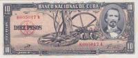 (,) Банкнота Куба 1960 год 10 песо "Карлос Мануэль де Сеспедес"   UNC