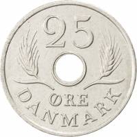 (№1966km855.1) Монета Дания 1966 год 25 Oslash;re (С сердца)