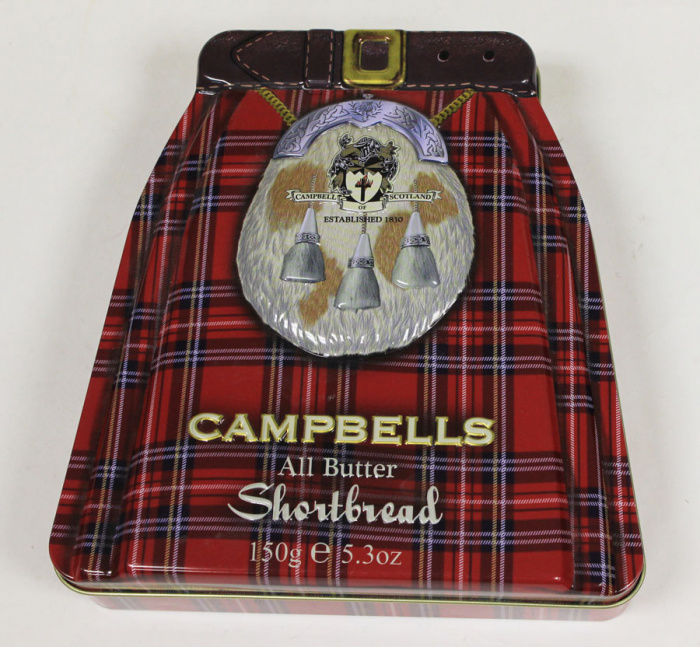 Коробка от шотландского печенья Campbells в форме килта, металл, 2014 г. (см. фото) 