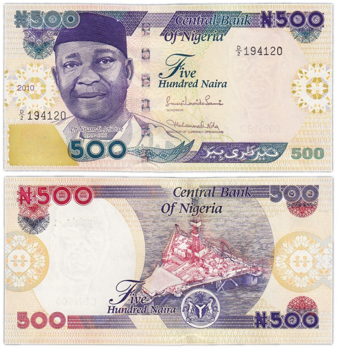 (2010) Банкнота Нигерия 2010 год 500 найра &quot;Ннамди Азикиве&quot;   UNC