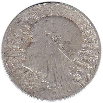 (1934) Монета Польша 1934 год 5 злотых &quot;Ядвига&quot;  Серебро Ag 750  VF