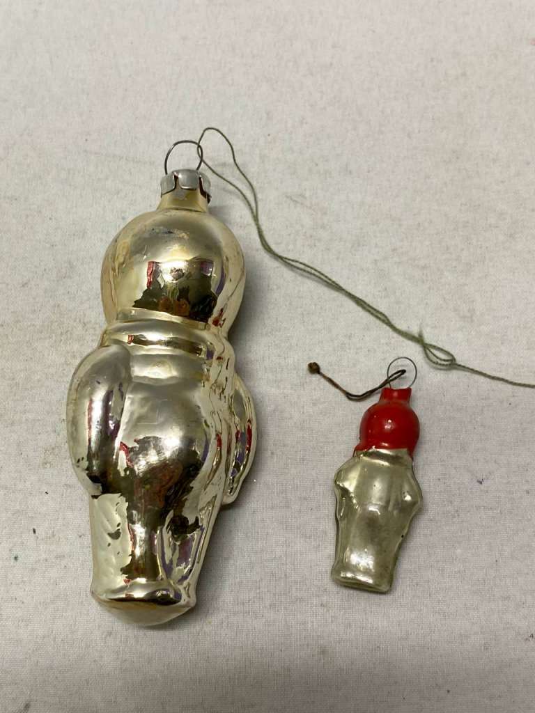 Елочная игрушка космонавт, 2 шт СССР, стекло