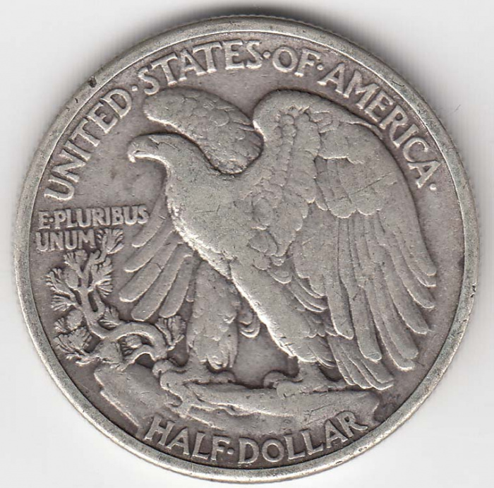 (1944) Монета США 1944 год 50 центов   Шагающая Свобода. Орлан на скале Серебро Ag 900  XF
