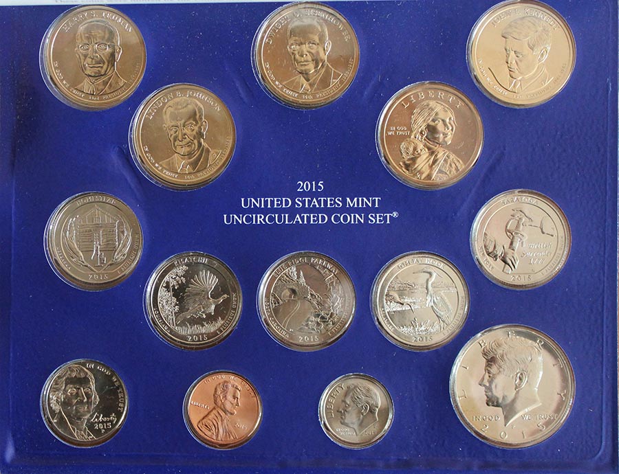 (2015pd, 28  м.) Набор США 2015 год   UNC
