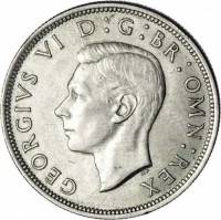 () Монета Великобритания 1937 год 1/2 кроны "Георг VI"  Серебро Ag 500  UNC