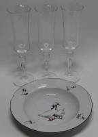Набор, бокалы для шампанского, стекло - 3 шт, тарелка 1 шт., фарфор Багемия (сост. на фото)