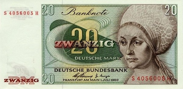 (№1960P-29 C) Банкнота ФРГ 1960 год &quot;20 Deutsche Mark&quot;