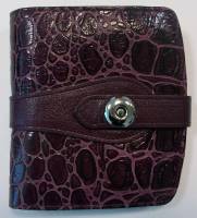 Портмоне женское "Grand", Натуральная фактурная кожа, 1 отделение на магнитной клепке, Бордовый