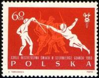 (1963-038) Марка Польша "Атака фехтовальщика" , III Θ
