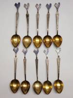 Ложки чайные петушки СССР мельхиор эмаль серебрение МК5 10 штук 