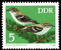 (1973-020) Марка Германия (ГДР) "Красноголовый королёк"    Птицы III Θ