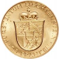 (№1946y15) Монета Лихтенштейн 1946 год 25 Franks (Франц-Иосиф II и принцесса Джина)