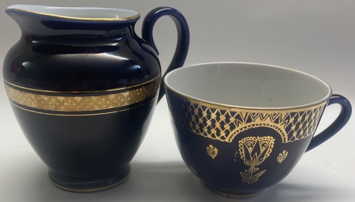 Молочник + чашка кобальт позолота ЛФЗ 