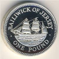 (№1993km88a) Монета Джерси 1993 год 1 Pound (Близнецы 1864)