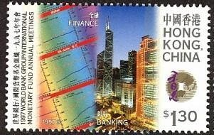 (№1997-826) Марка Гонконг 1997 год &quot;Финансы и банковское дело&quot;, Гашеная