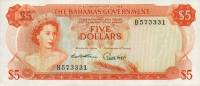 (№1965P-21a) Банкнота Багамские острова 1965 год "5 Dollars"