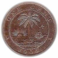 () Монета Либерия 1896 год 1  ""   Алюминиево-Никелево-Бронзовый сплав (Al-Ni-Br)  UNC