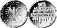 (2019d) Монета Германия (ФРГ) 2019 год 20 евро "Женское избирательное право 100 лет"  Серебро Ag 925