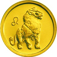(012ммд) Монета Россия 2002 год 25 рублей "Лев"  Золото Au 999  UNC
