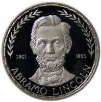 (№1970km10.2) Монета Экваториальная Гвинея 1970 год 75 Pesetas (Президент США Авраам Линкольн)