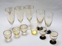 Набор Бокалы Фужеры Рюмки Стакан 11 предметов цветное желтое бежевое стекло