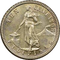 (№1907km169) Монета Филиппины 1907 год 10 Centavos (Десять)