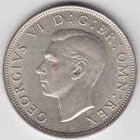 () Монета Великобритания 1946 год 1/2 кроны "Георг VI"  Серебро Ag 500  UNC