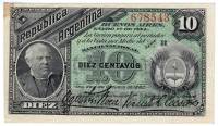 (№1884P-6a.2) Банкнота Аргентина 1884 год "10 Centavos" (Подписи: Roca  Casares)