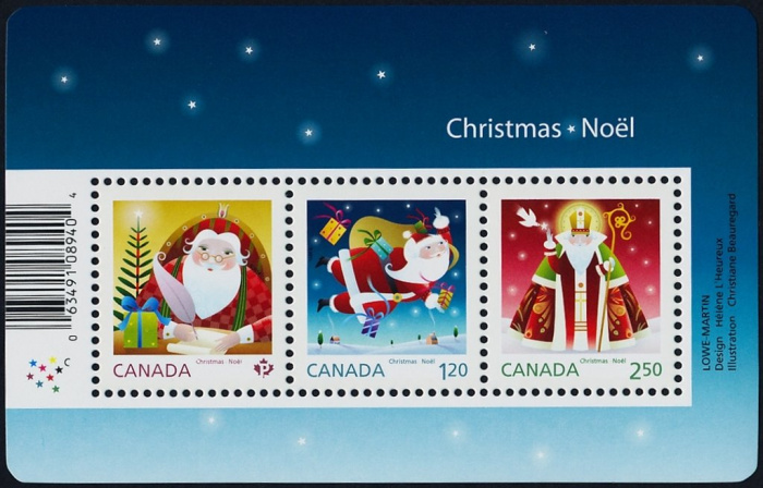 (№2014-205) Блок марок Канада 2014 год &quot;Лист Санта-3&quot;, Гашеный