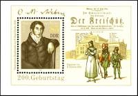 (1986-074) Блок Германия (ГДР) "Карл Мария фон Вебер"    200 лет рождения III O