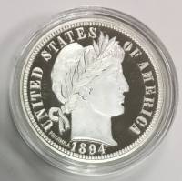 (Реплика) Монета США 1894 год 1 дайм "Дайм Барбера"  Серебрение  PROOF
