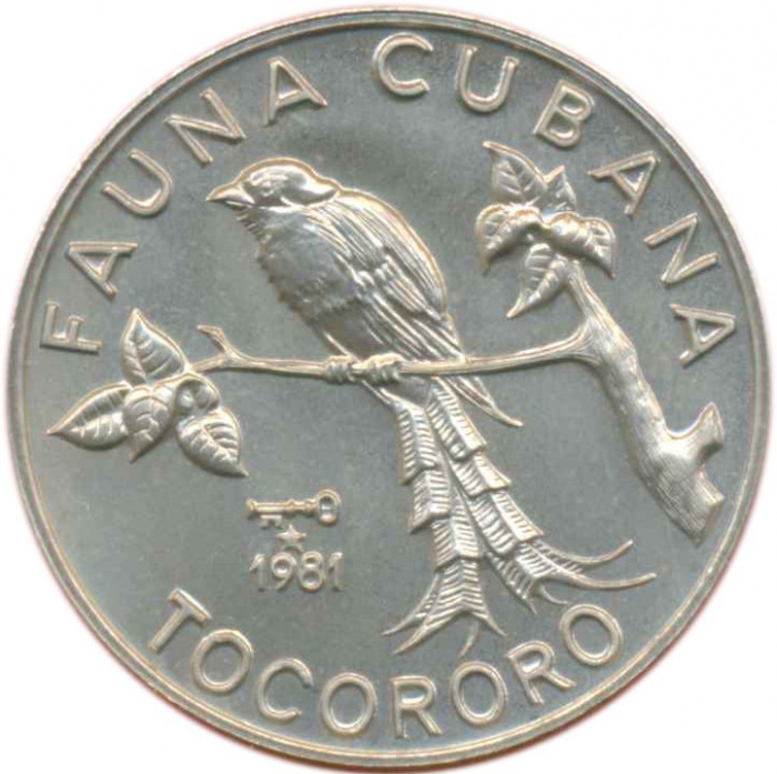 (1981) Монета Куба 1981 год 1 песо &quot;Трогон&quot;  Медь-Никель  UNC