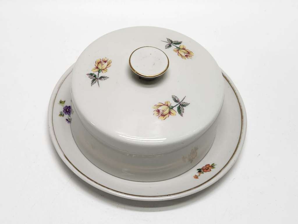 Масленка с крышкой фарфор Пролетарий СССР