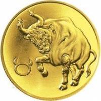 (049 спмд) Монета Россия 2004 год 50 рублей "Телец"  Золото Au 999  UNC
