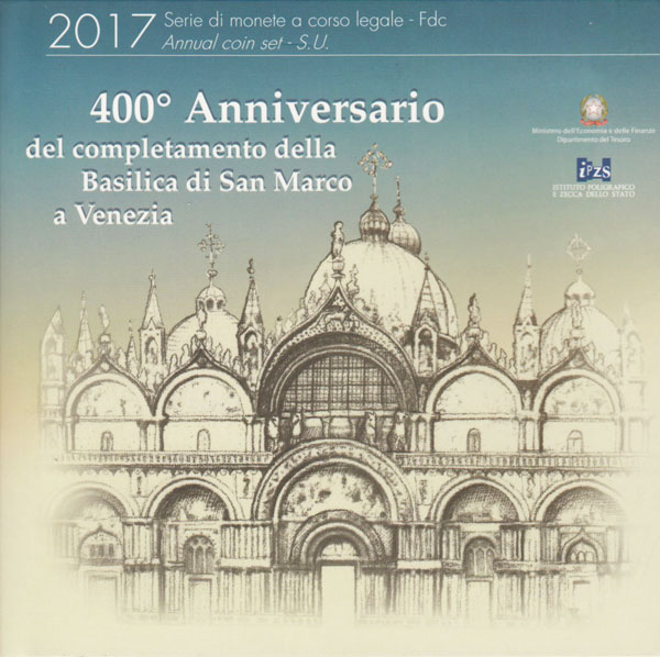 (2017, 9 монет) Набор монет Италия 2017 год &quot;Базилика Св. Марка в Венеции. 400 лет&quot;   Буклет
