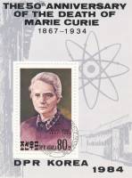 (1984-083) Блок марок  Северная Корея "Портрет Марии Кюри"   50 лет со дня смерти Марии Кюри III O