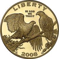 (2008w) Монета США 2008 год 5 долларов   Белоголовый орлан - Национальный символ США  AU