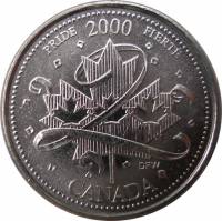 () Монета Канада 2000 год 25 центов ""  Акмонитал (Fe/Cr/Si)  AU