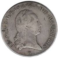 Монета Австро-Венгрия 1 Талер (2 гульдена) 1795 год, H "Франц II" (Состояние - VF)