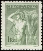 (1954-007) Марка Чехословакия "Крестьянка"   Профессии (Стандартный выпуск) III Θ