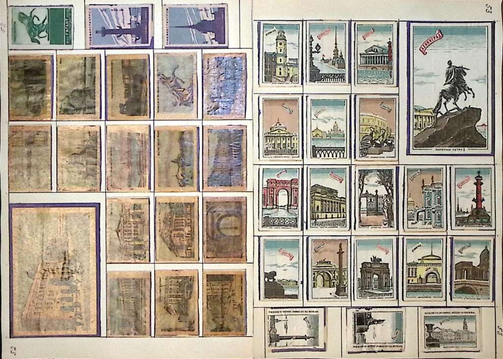 Коллекция спичечных этикеток на альбомных листах, разные темы (10 листов)