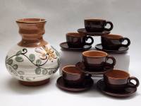 Кофейный сервиз 6 персон и Ваза-кувшин керамика обливная СССР