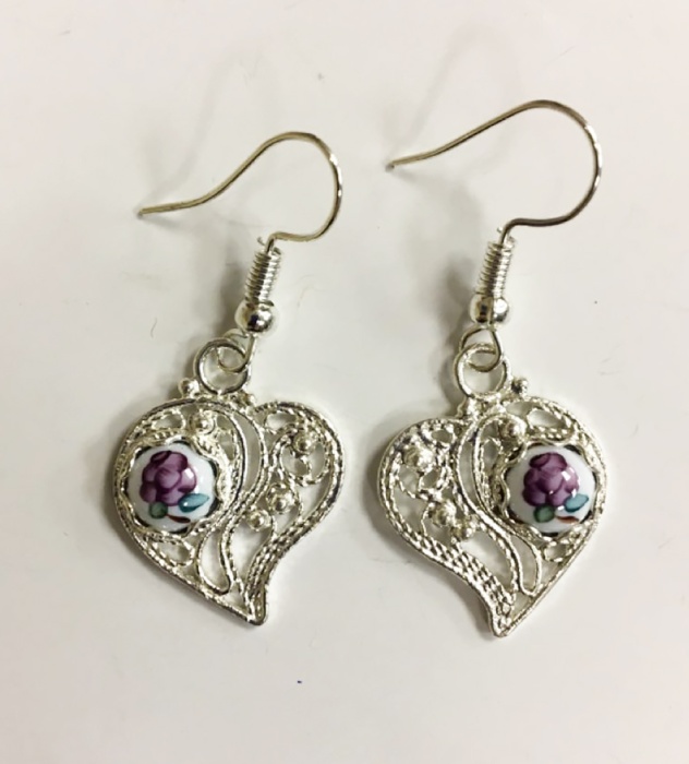 Серьги "Финифть", серебрение (сост. на фото)