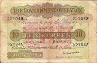 (№1928P-24a.4) Банкнота Цейлон (Шри-Ланка) 1928 год "10 Rupees"