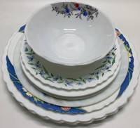 Столовая посуда набор тарелок + пиала 10 предметов стеклокерамика 